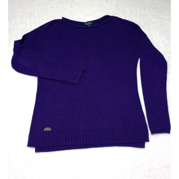 LRL Lauren Jeans Co Ralph Lauren Logo Oversized Purple Knit Sweater Sz M - Picture 1 of 8